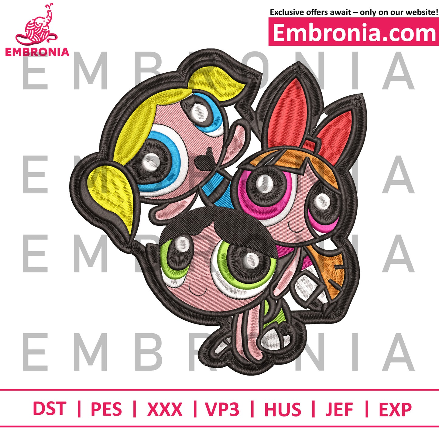 Power puff girls embroidery design