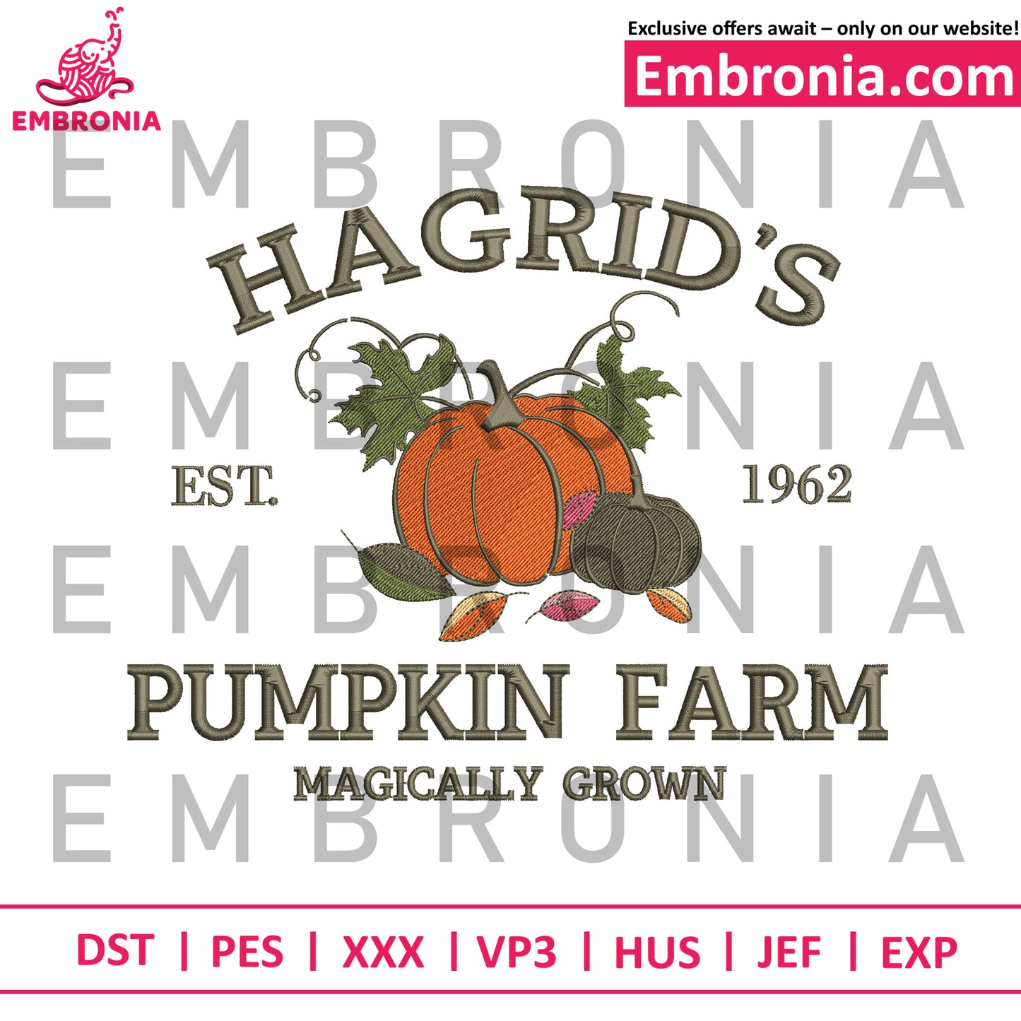 Pumpkin farm embroidery