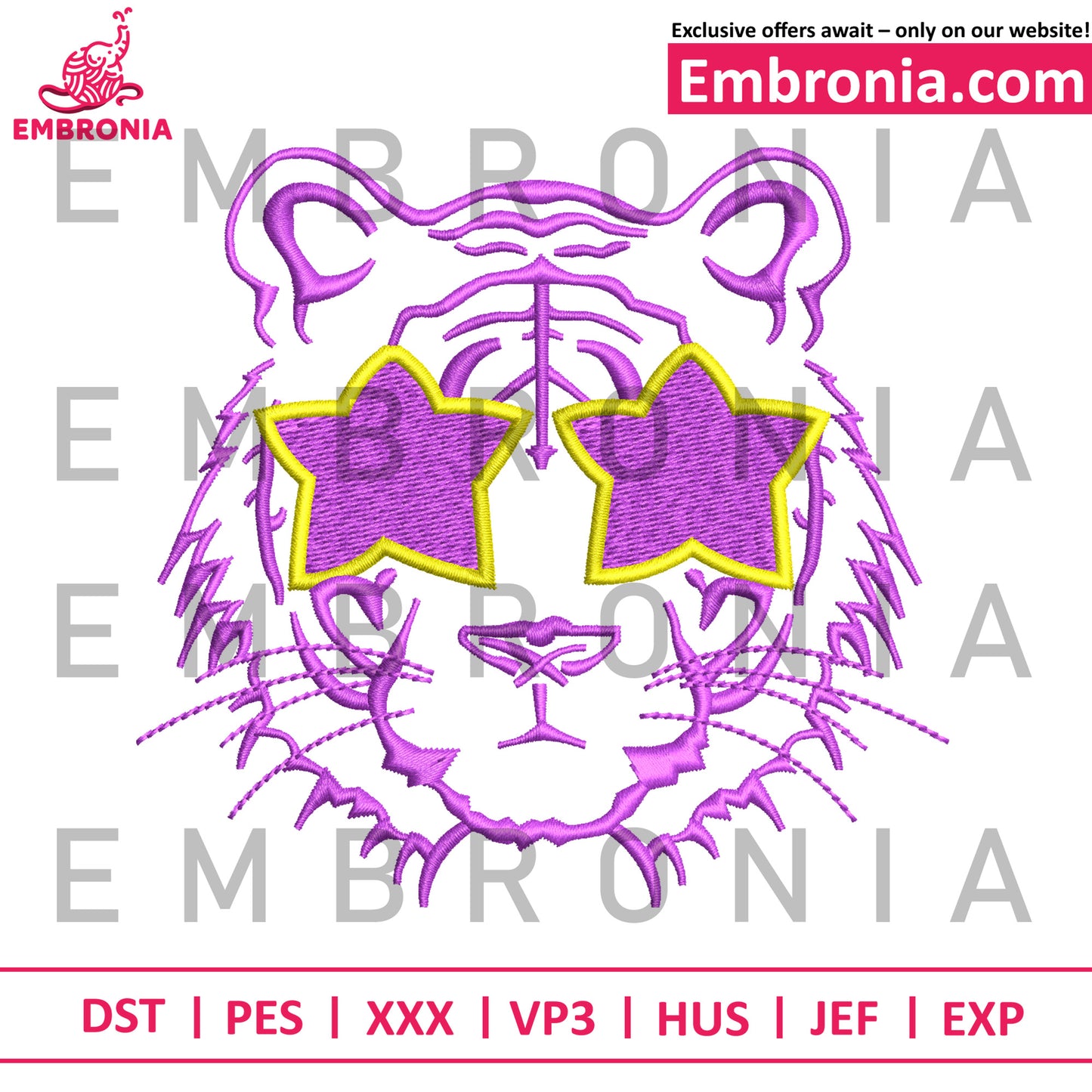 Purple tiger embroidery