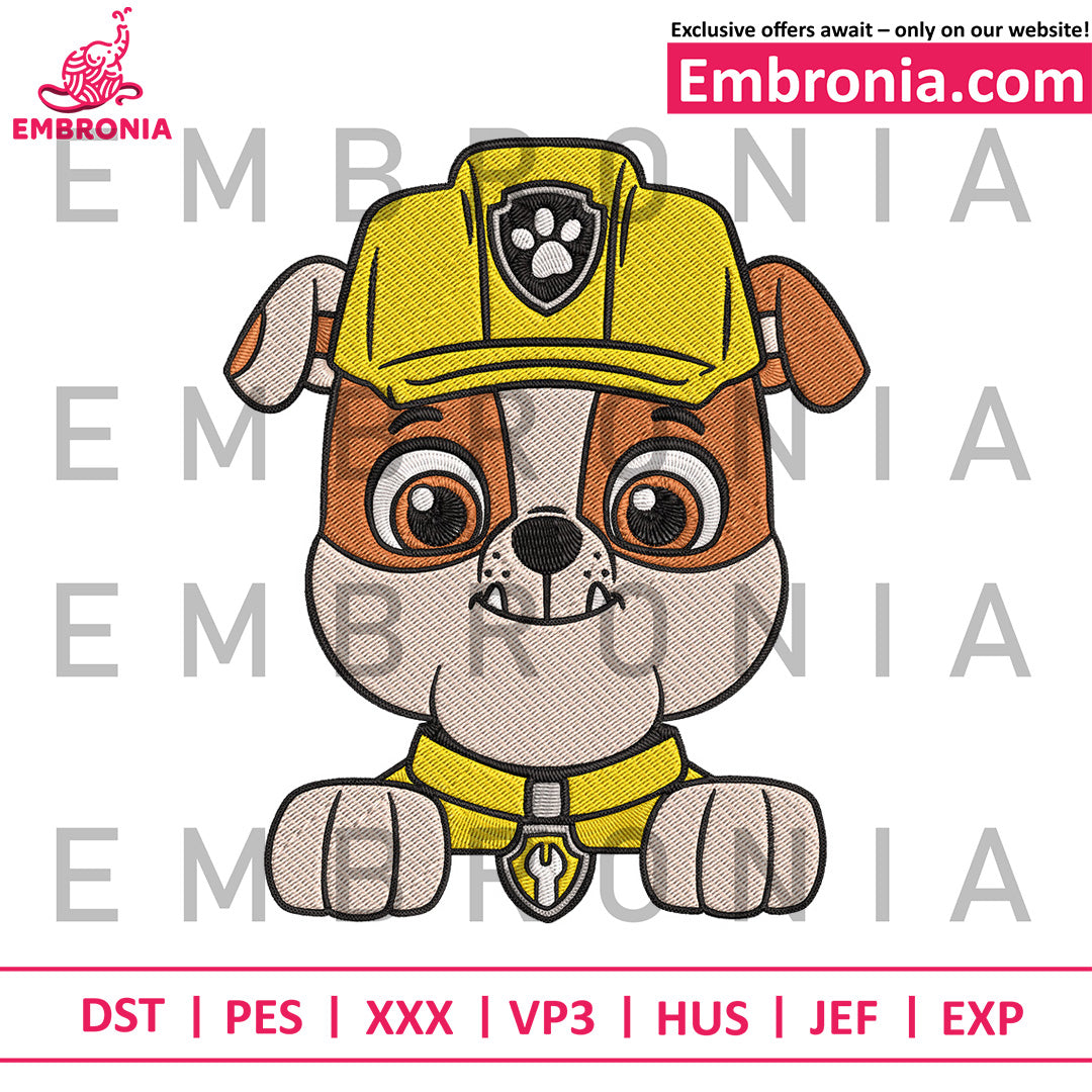 Rubble dog embroidery