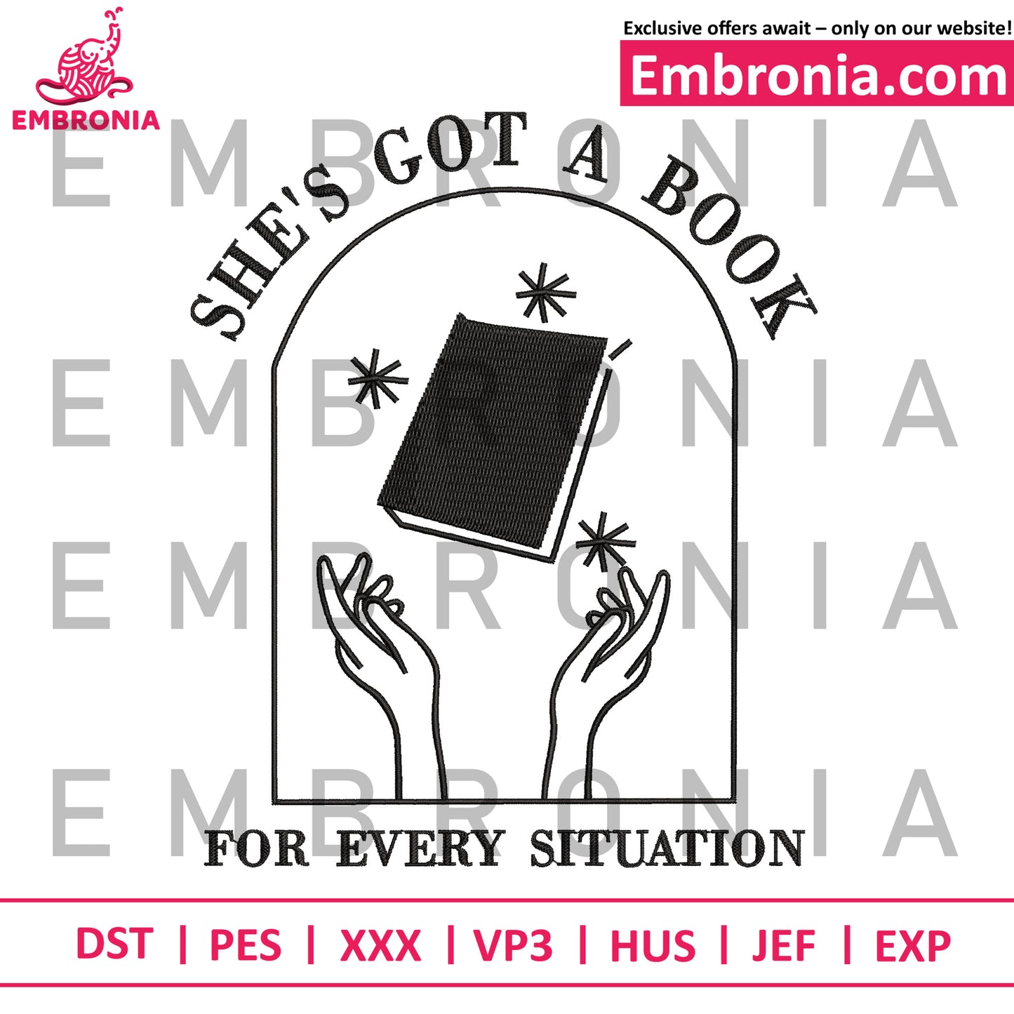 She's got a book embroidery