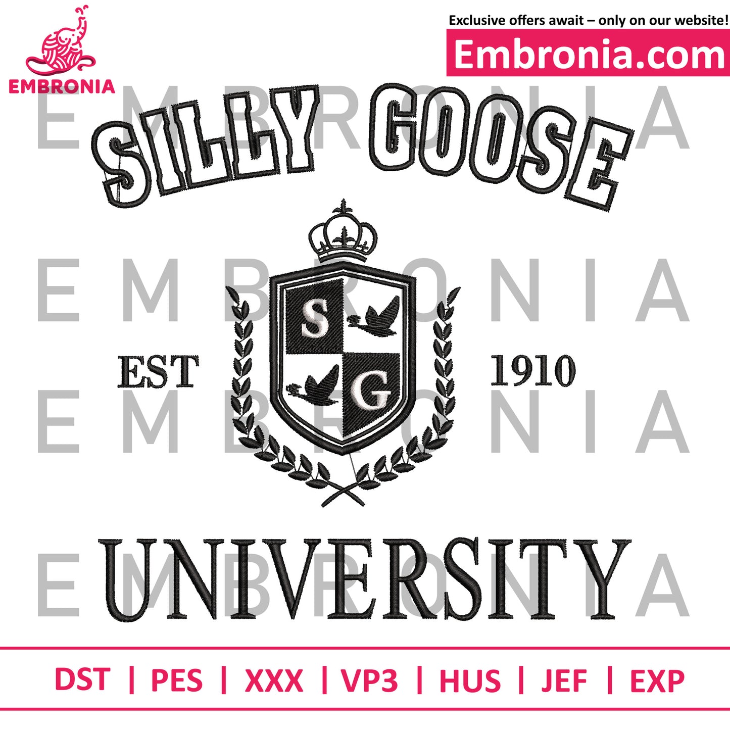 Silly goose university embroidery
