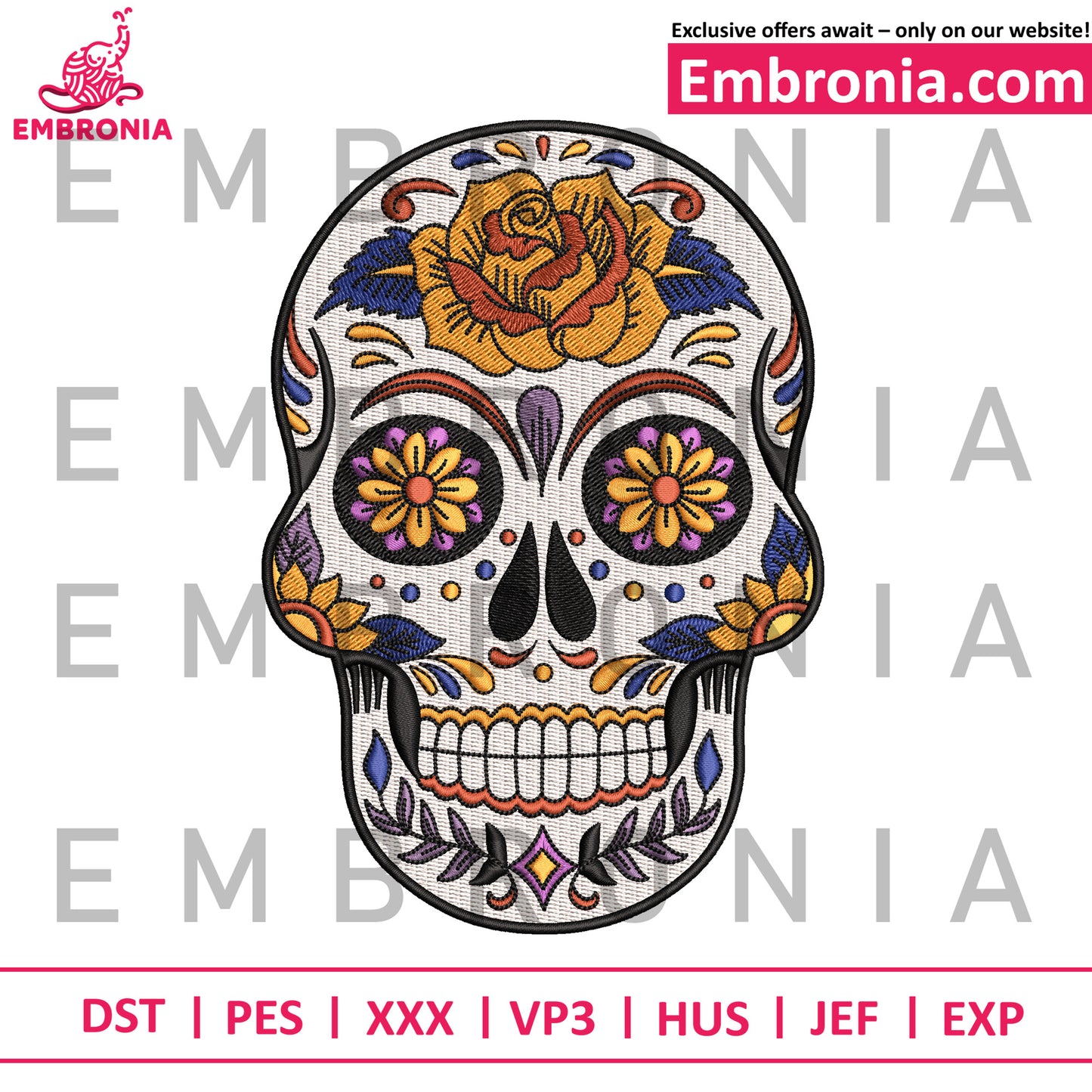 Skul design embroidery