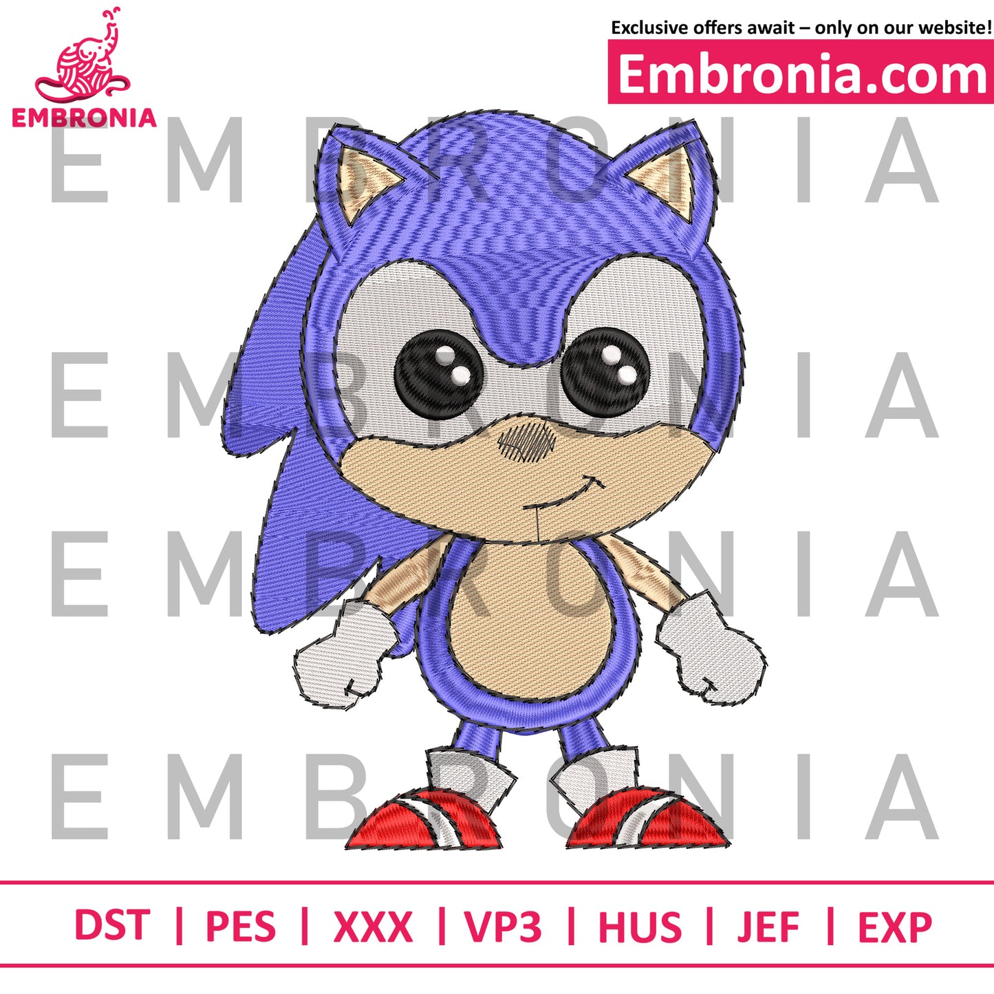 Sonic the Hedgehog embroidery design
