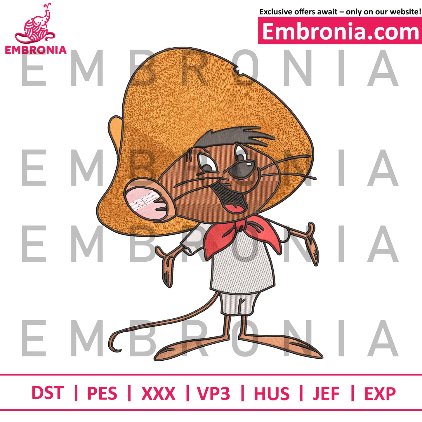 Speedy Gonzales embroidery design