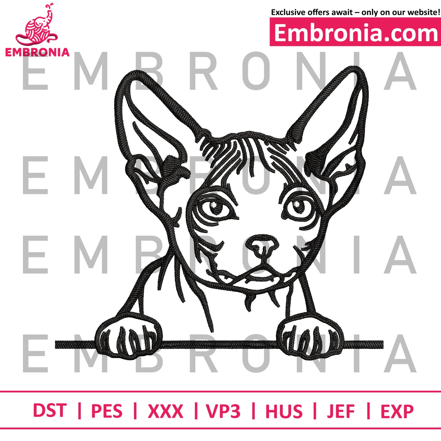 Sphynx cat embroidery