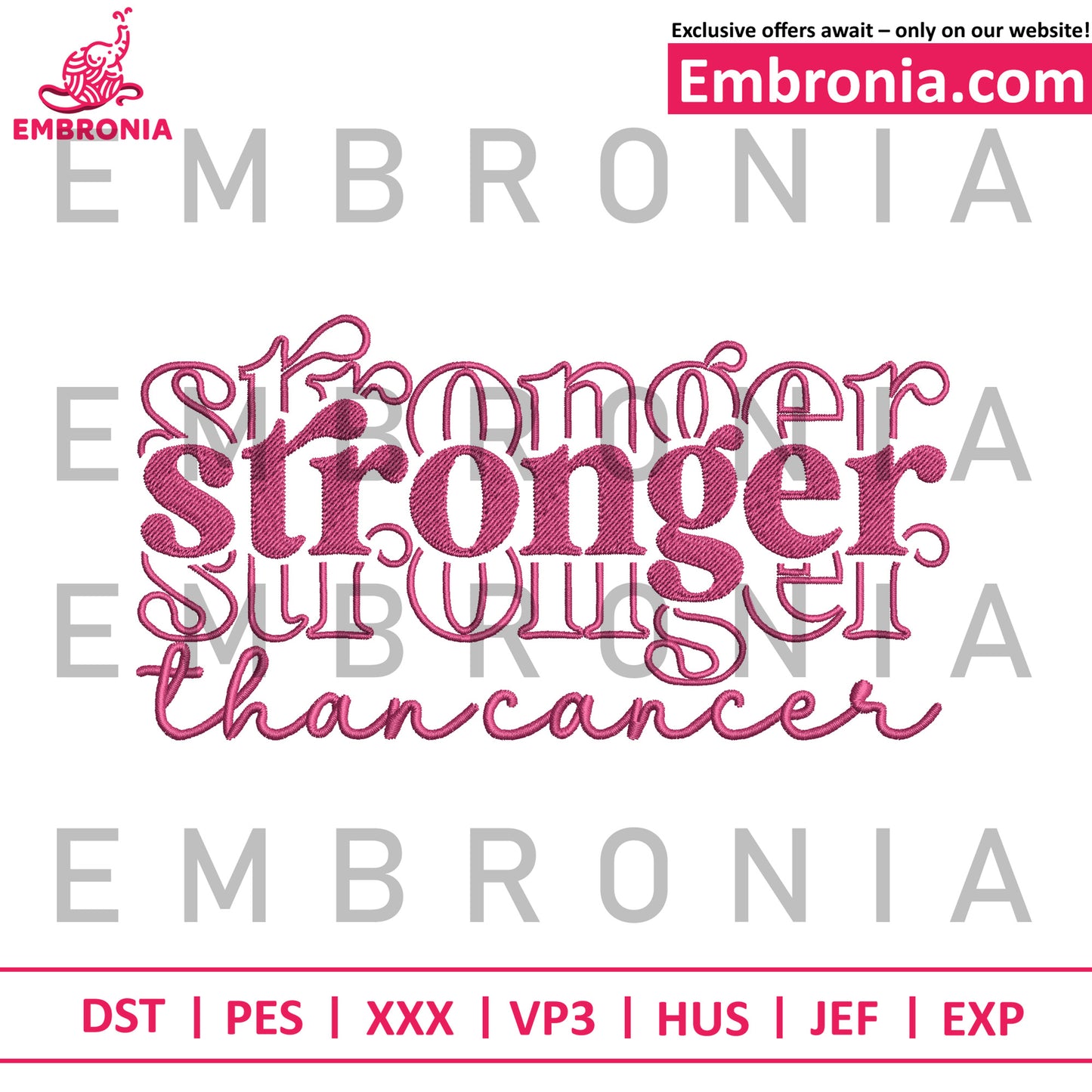 Stronger embroidery, mental strength embroidery, empowering quote embroidery