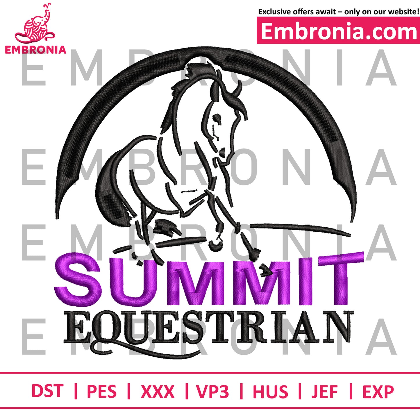Summit equestrain embroidery