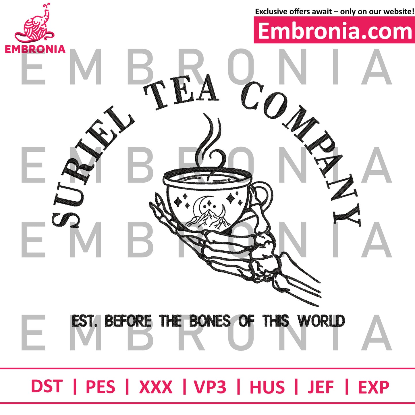 Suriel tea company embroidery