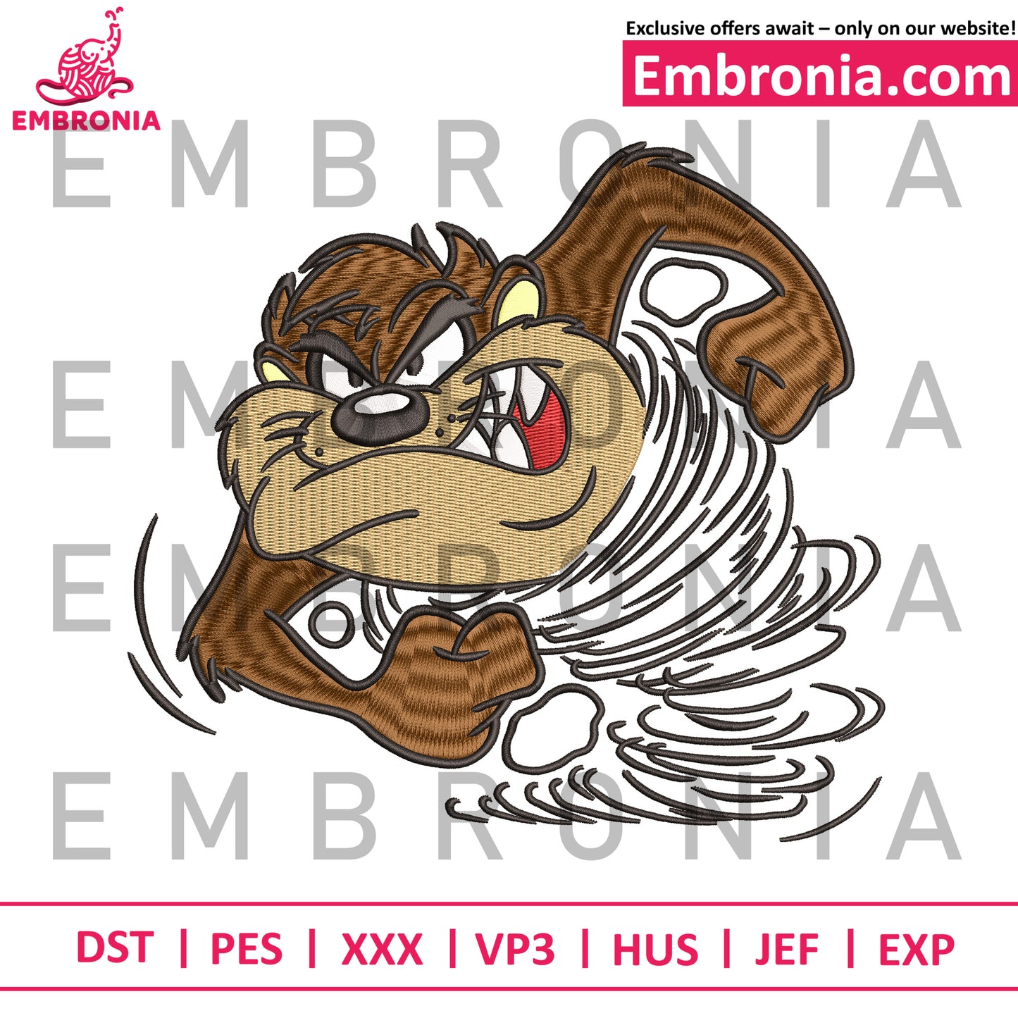 Tasmanian Devil embroidery design