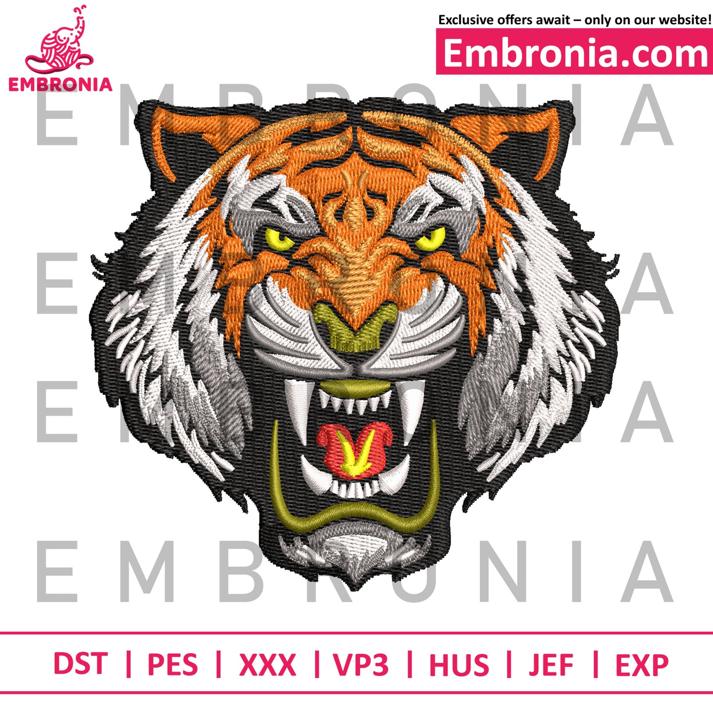 Tiger face wild embroidery