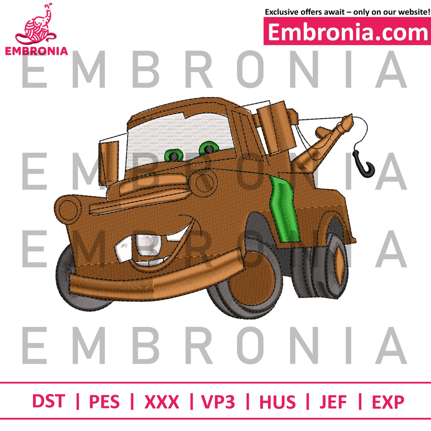 Tow Mater car embroidery