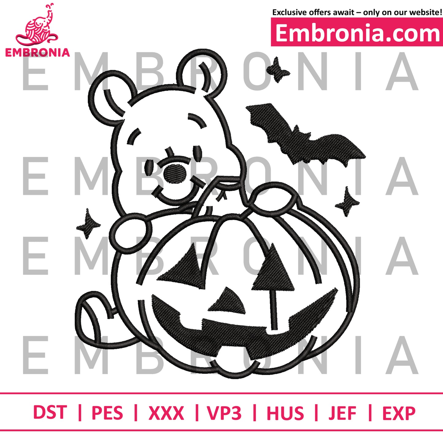 Winnie pooh pumpkin embroidery