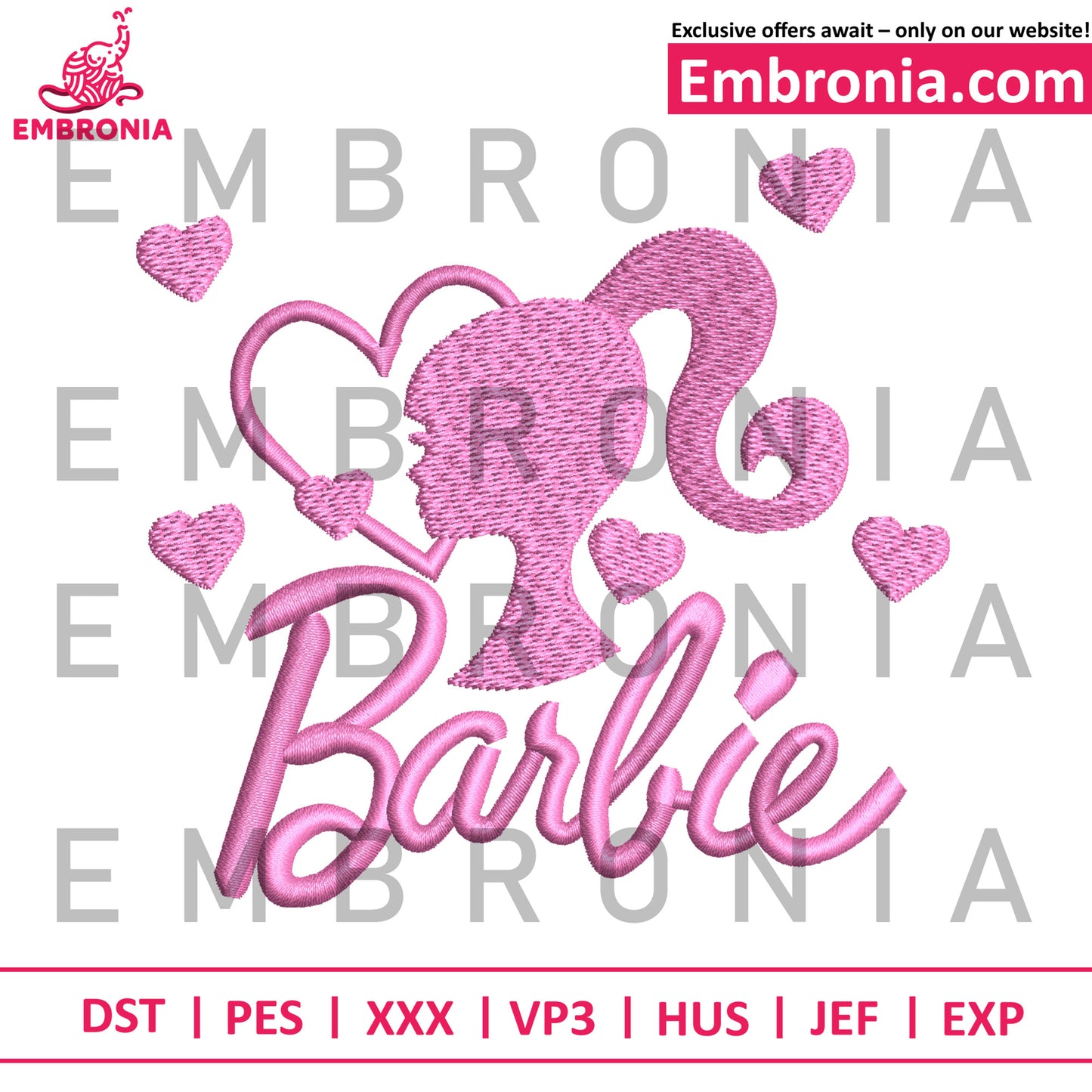 Barbie logo embroidery