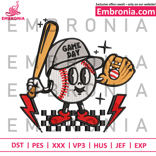 Baseball game day embroidery