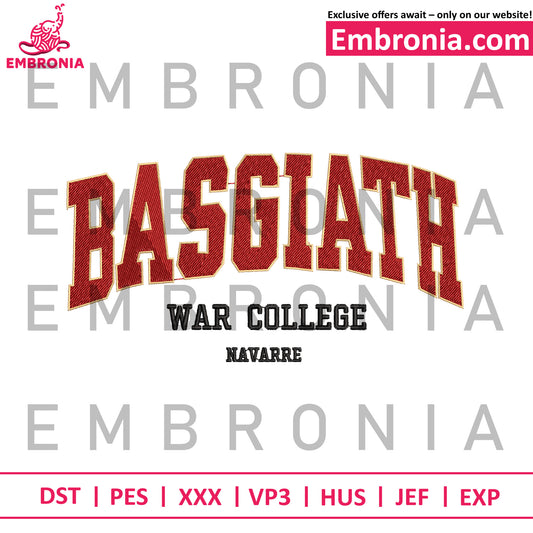 Basgiath embroidery logo, college logo embroidery, fourth wing design embroidery