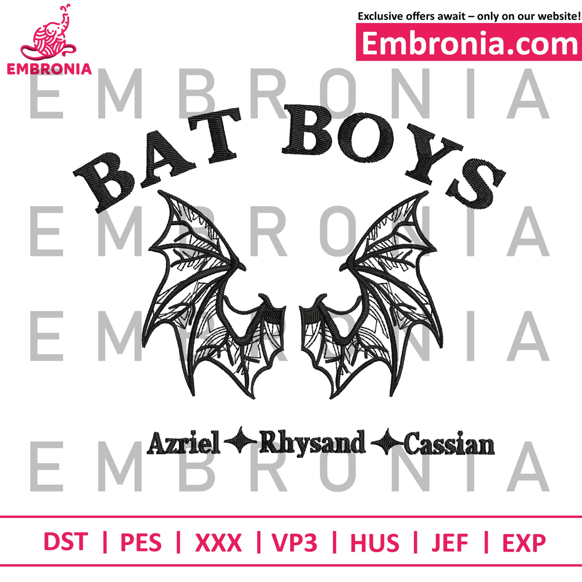 Bat boys embroidery
