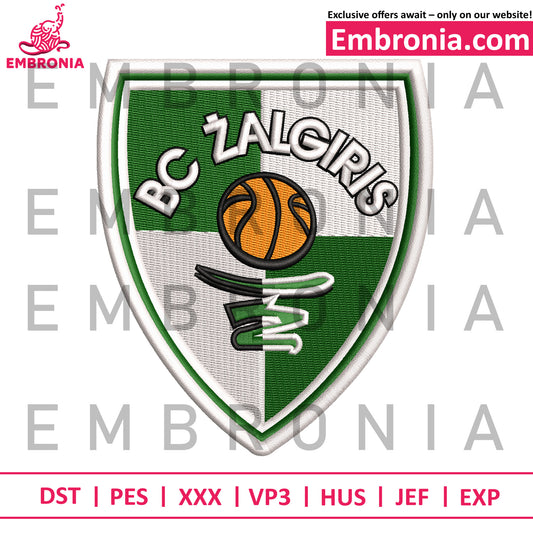 Bc zalgirls embroidery, cheer team logo embroidery, basketball spirit design embroidery