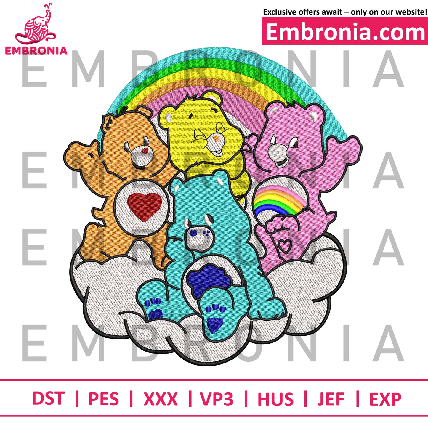 Bear characters embroidery