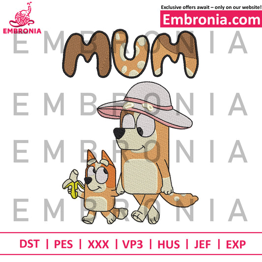 Bingo and Bluey love embroidery
