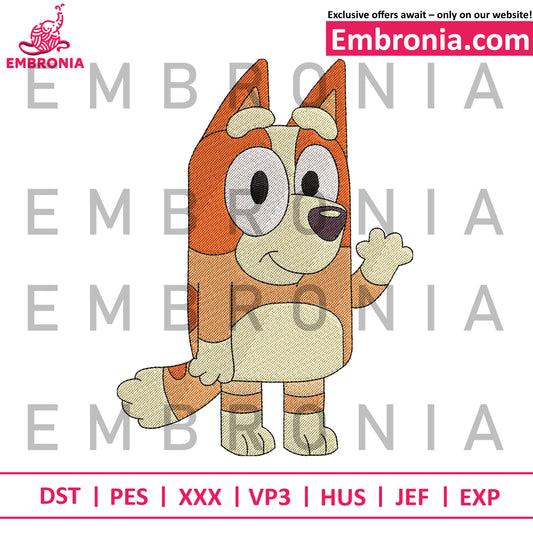 Bingo embroidery orange character