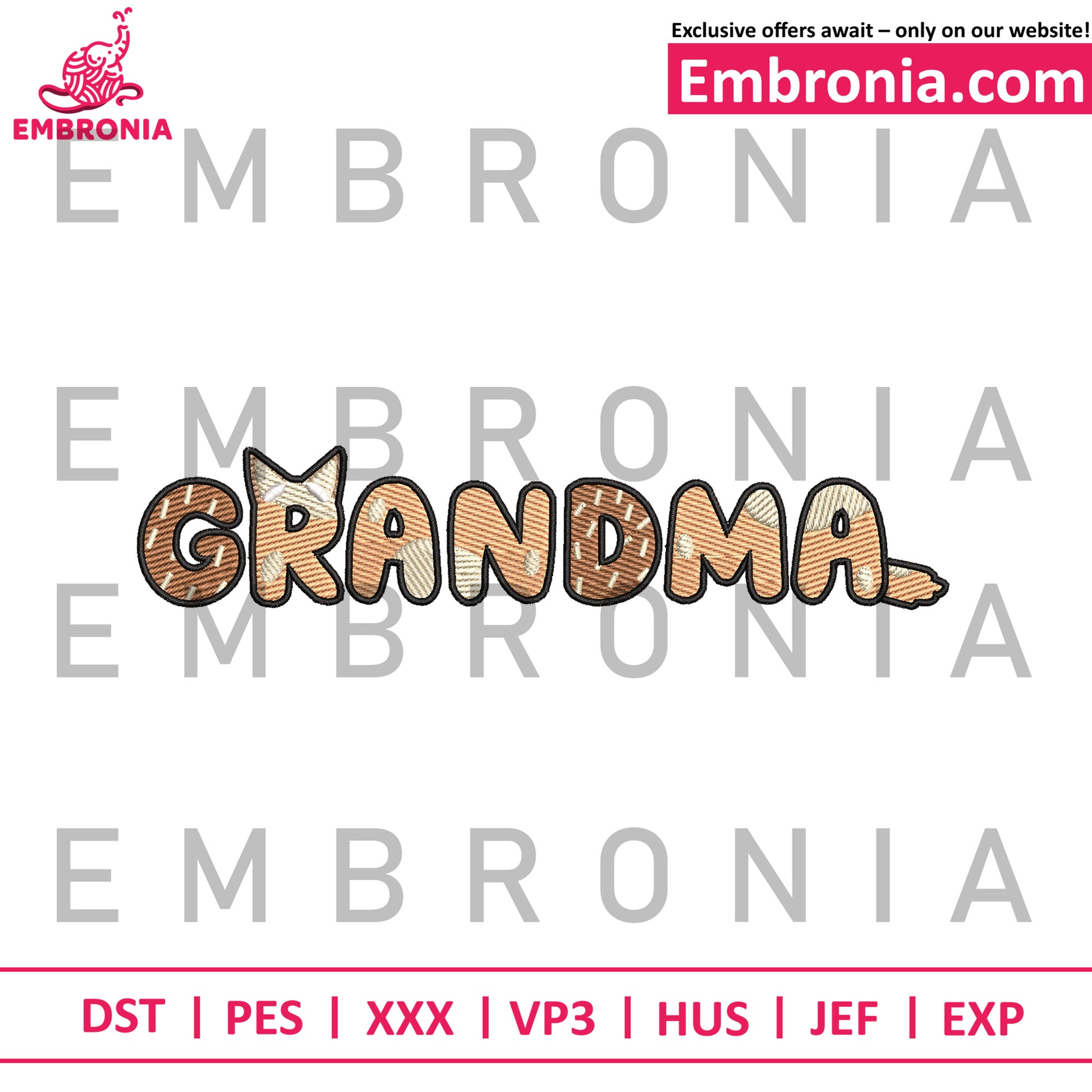 Bingo grandma embroidery