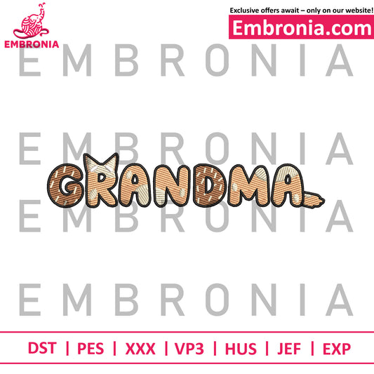 Bingo grandma embroidery