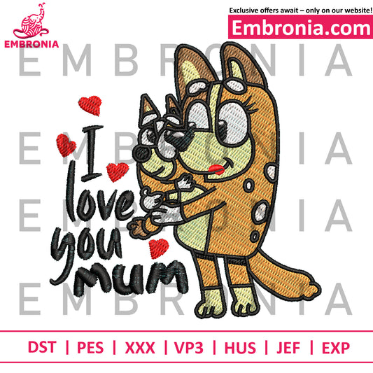 Bingo i love you mum embroidery