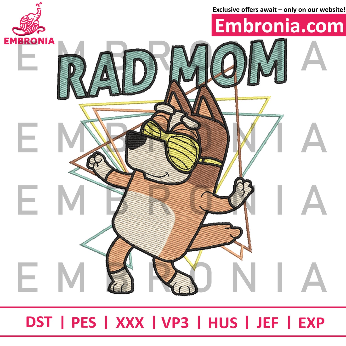 Bingo rad mom embroidery design