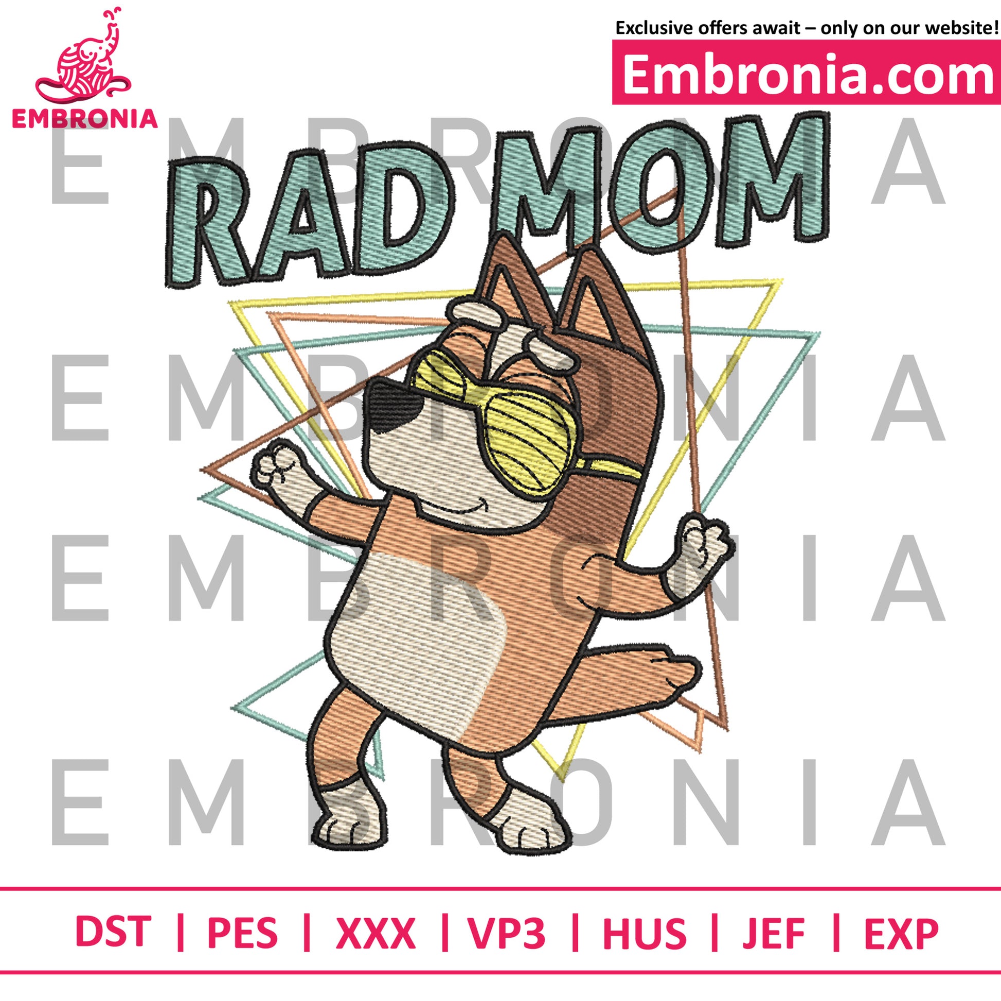 Bingo rad mom embroidery design
