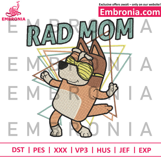 Bingo rad mom embroidery design
