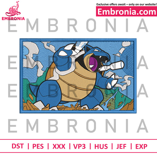 Blastoise pokemon embroidery design