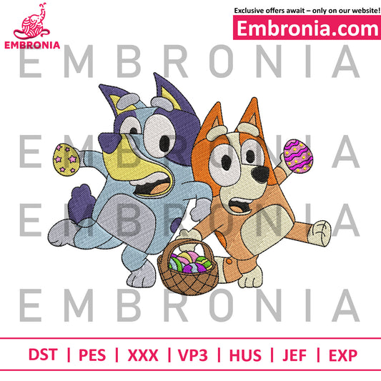 Bluey bingo embroidery illustration