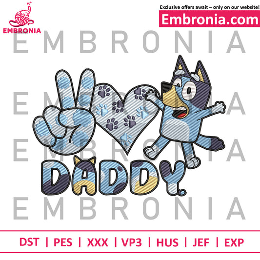 Bluey daddy embroidery,