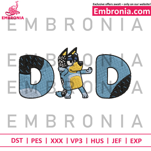 Bluey dad embroidery