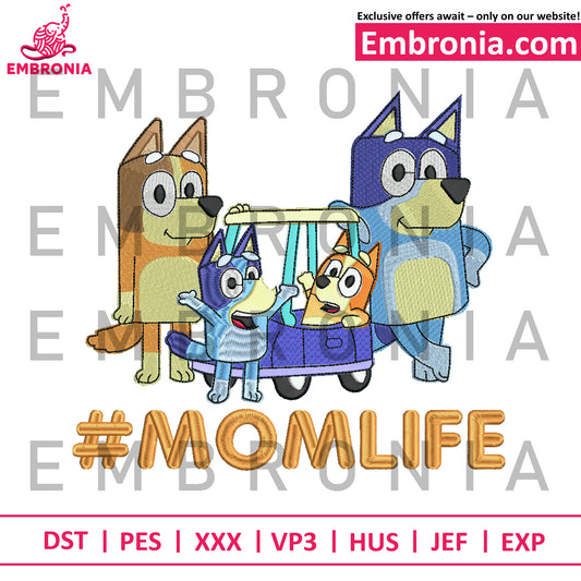 Bluey family momlife embroidery