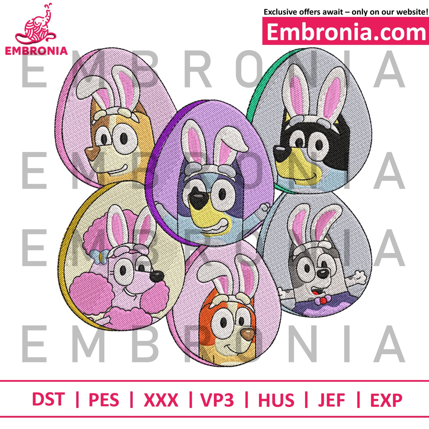 Bluey friends Easter embroidery