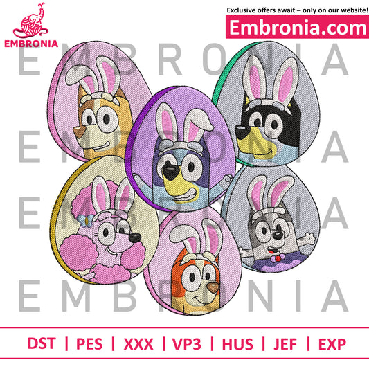 Bluey friends Easter embroidery