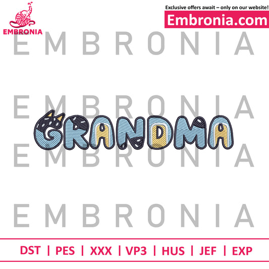 Bluey grandma embroidery