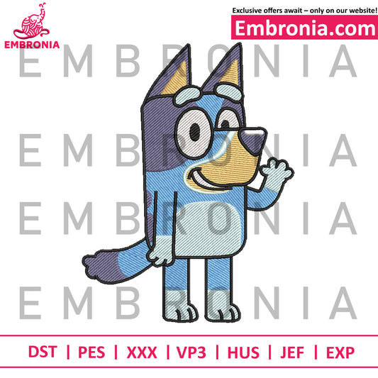 Bluey hello embroidery 1