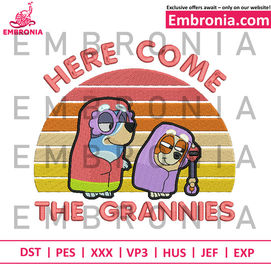 Bluey here come the grannies embroidery