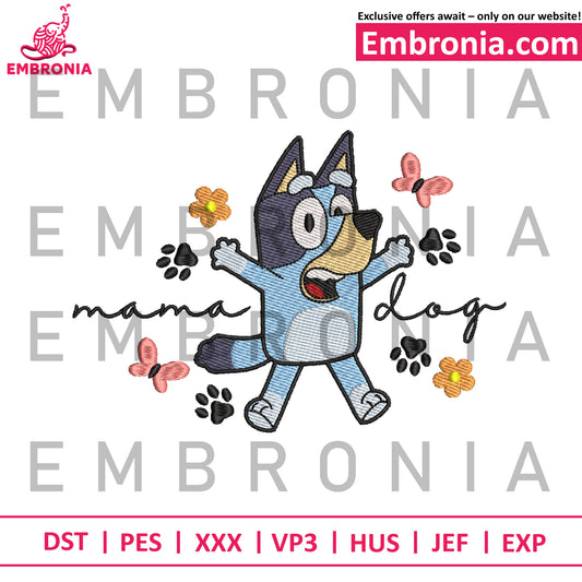 Bluey mama dog embroidery