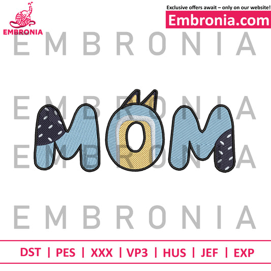 Bluey mom embroidery logo