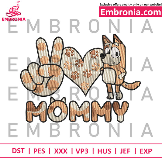 Bluey mommy embroidery