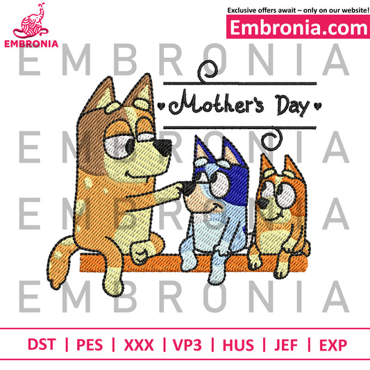 Bluey mother's day embroidery