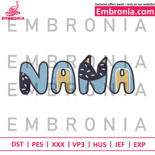 Bluey nana embroidery