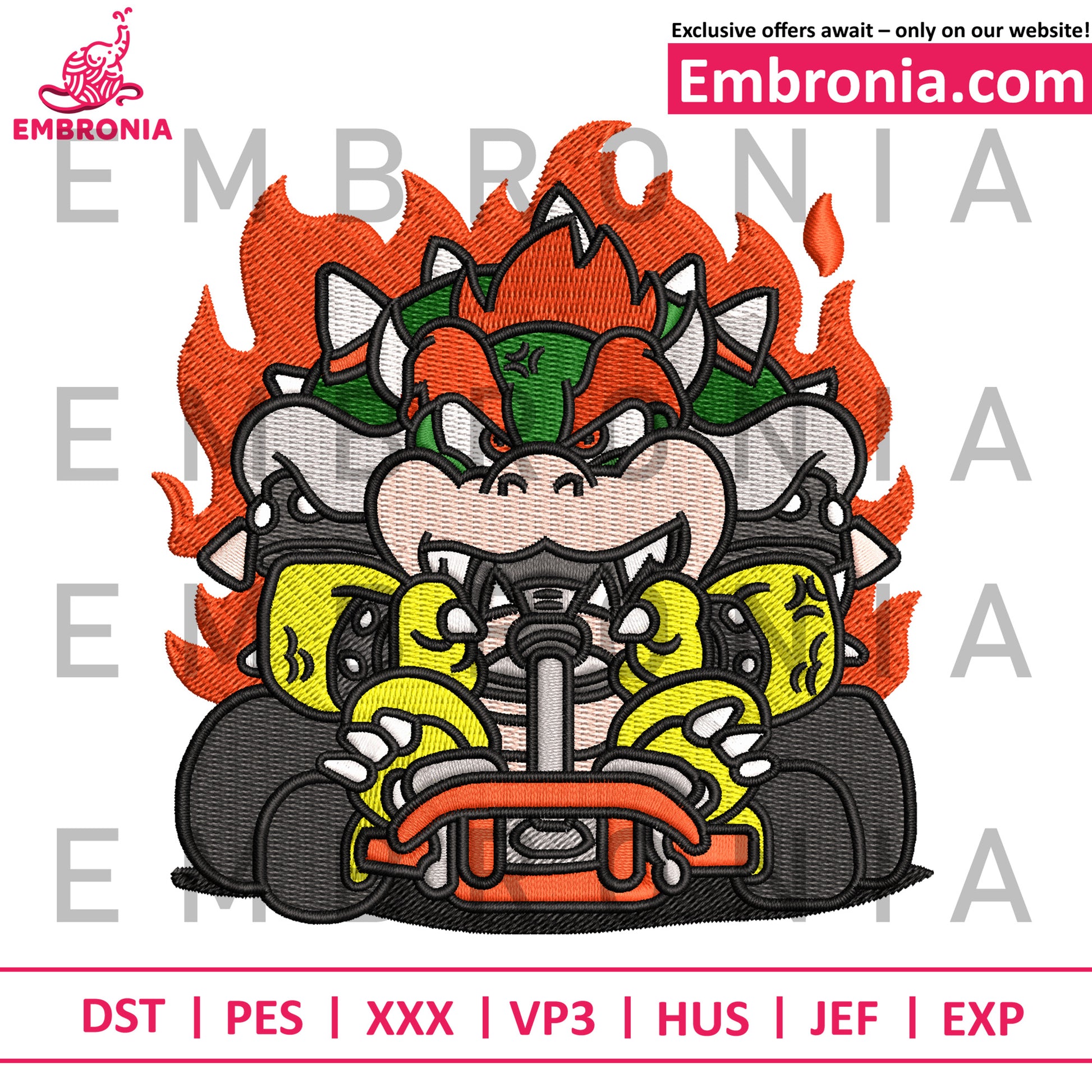 Bowser mario embroidery