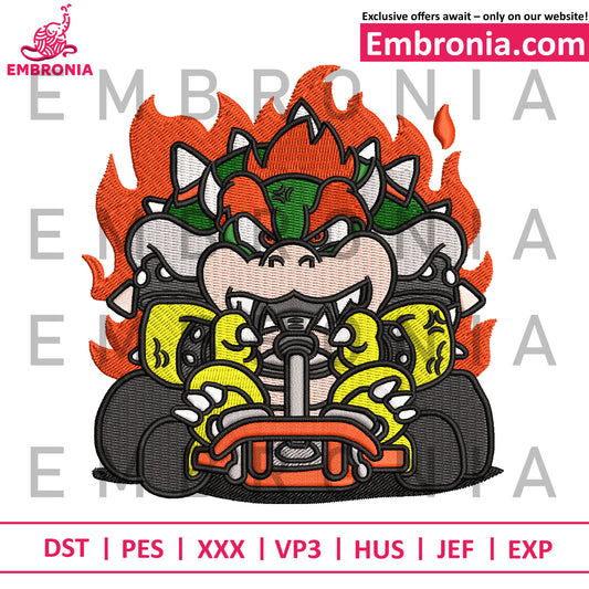 Bowser mario embroidery