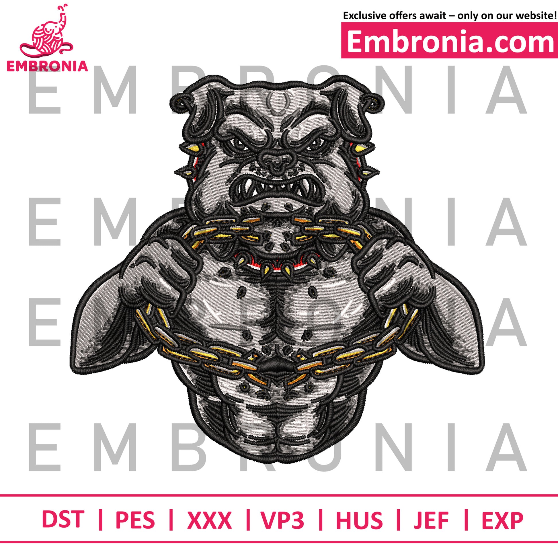 Bulldog embroidery