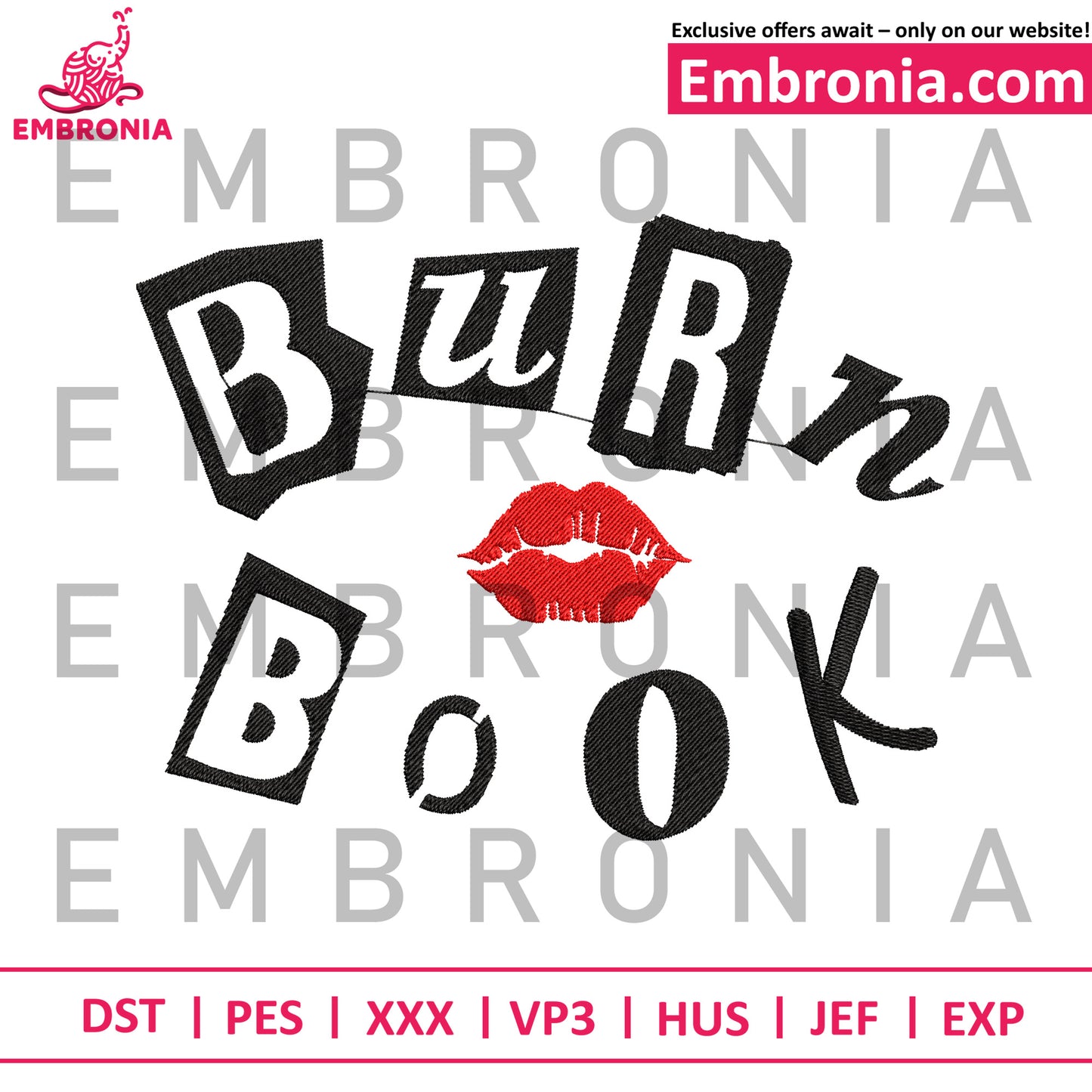 Burn book embroidery